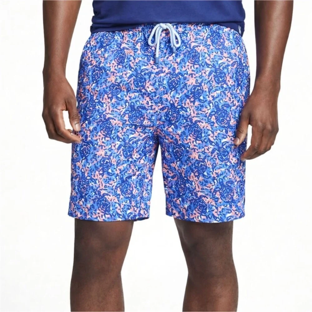 Peter Millar Seaside Turtle Tide Men's Lined Swim Shorts - XL